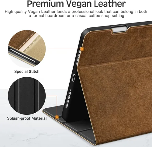 Vista 7 de KingBlanc Funda para iPad Pro de 11 pulgadas de 4ª/3ª/2ª/2ª generación (2022/2021/2020) con soporte para lápices, funda de soporte bicolor de cuero