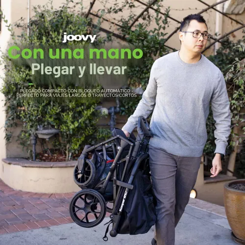 Vista 4 de Joovy Kooper RS2 - Cochecito doble ligero de viaje con bandejas dobles para aperitivos, plegado con una sola mano, asientos reclinables