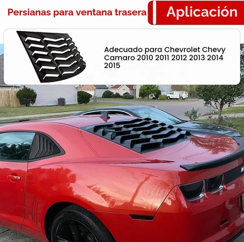 Vista 2 de Rejillas para ventana trasera para Chevrolet Chevy Camaro 2010 2011 2012 2013 2014 2015, parabrisas, estilo Lambo, mate negro, ABS, cubierta parasol