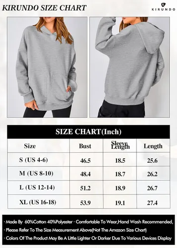 Vista 6 de KIRUNDO Sudaderas con capucha de gran tamaño para mujer, sudaderas casuales de manga larga de forro polar con capucha para otoño 2023