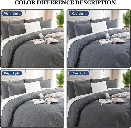 Vista 157 de NEXHOME PRO Funda de edredón Twin XL 100% algodón lavado, transpirable, duradera, texturizada, similar al lino, juego de ropa de cama para el hogar