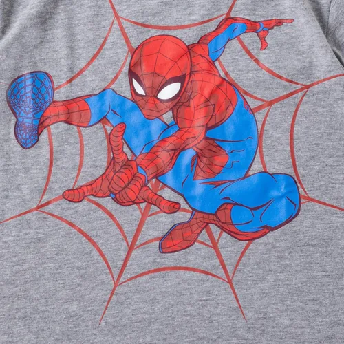 Vista 5 de Marvel Spiderman - Conjunto de camiseta con capucha y pantalones cortos para niños pequeños