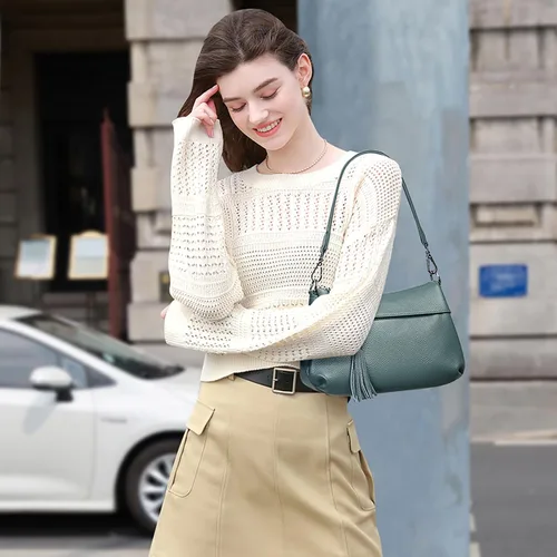 Vista 3 de Over Earth Bolsos de cuero para mujer, bolso de hombro pequeño Hobo para mujer