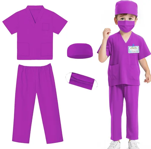 Vista 6 de Doctor Costume for Kids,Toddler Nurse Scrubs Halloween Dress Up Cosplay For Boys Girls 3-12 Years