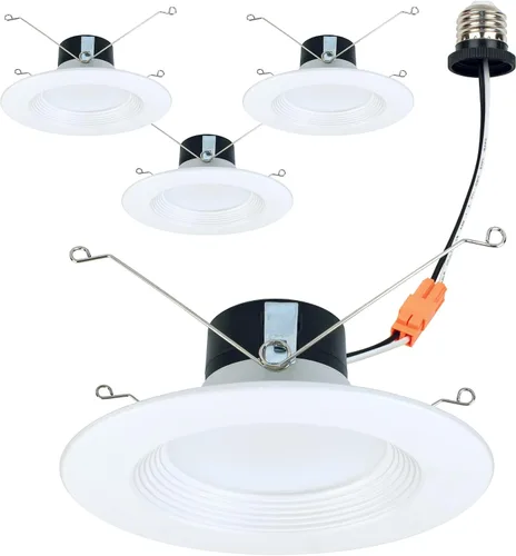 Vista 9 de Armacost Lighting Luces LED empotradas inteligentes Canless RGB+WW para nueva construcción, paquete de 4