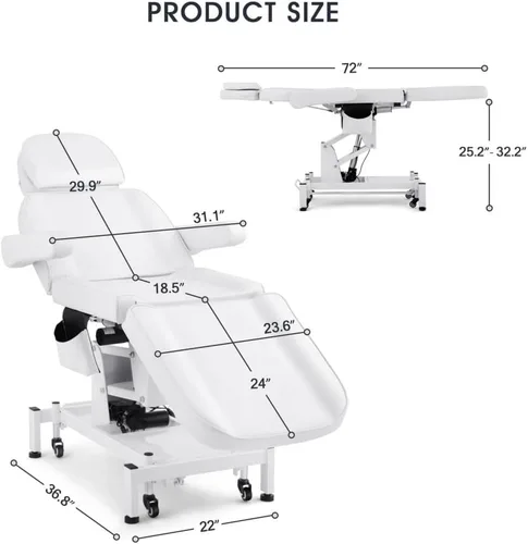 Vista 6 de Artist hand Cama facial eléctrica de 3 motores para esteticista 110 V, mesa de masaje extraíble, cama de belleza, estética médica, silla de tatuaje