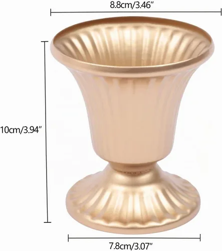 Vista 4 de 10 jarrones dorados para centros de mesa, decoración de mesa de boda para recepción, soporte de flores para el hogar, ceremonia, eventos de Navidad