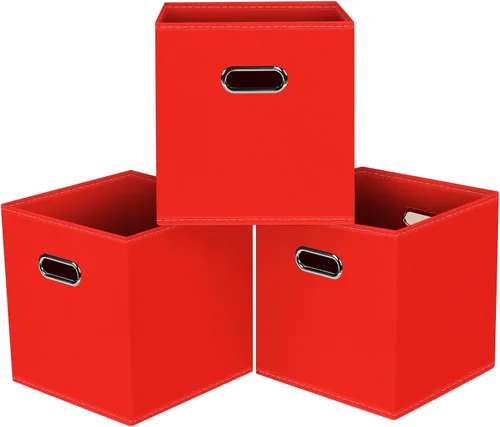 Vista 42 de Cubos de almacenamiento plegables negros, caja de almacenamiento de tela, cestas organizadoras con asas dobles para organizador del hogar (negro)