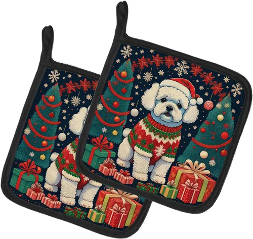 Vista 12 de Affenpinscher - Par de soportes para ollas de Navidad