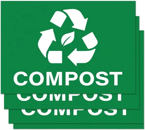 Vista 16 de Sutter Signs Paquete de 3 calcomanías de abono para bote de basura, etiquetas de gestión de residuos resistentes a la intemperie de 4 pulgadas