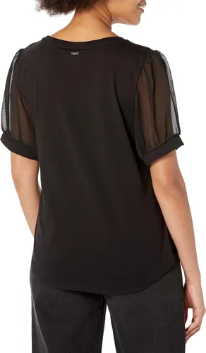 Vista 4 de DKNY Top de punto con mangas abullonadas para mujer
