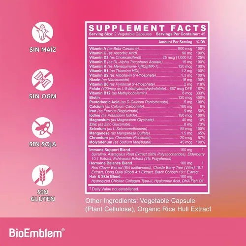 Vista 8 de BioEmblem Complejo triple de magnesio y multivitamínico para la salud cardiovascular y las necesidades nutricionales