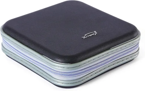 Vista 6 de Carpeta de almacenamiento portátil de plástico duro para CD/DVD, capacidad 32, color negro