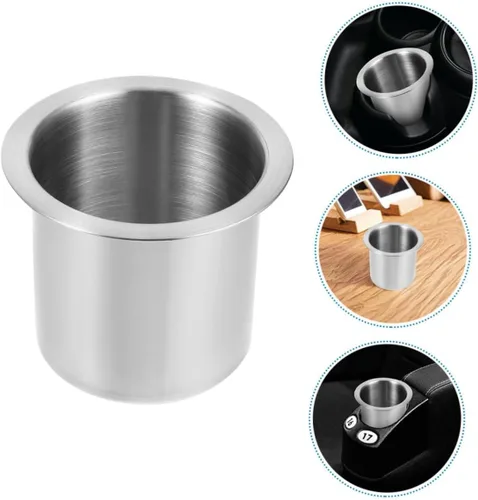 Vista 7 de 2 Pcs Stainless Steel Car Cup Holder Insert Stable Anti-Spill Drinks Holder for Truck Sofa Use Multifunctional Armrest Cup Support for Vehicles and