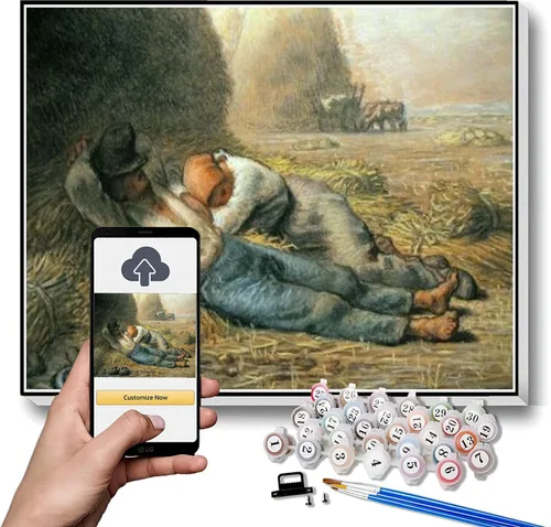 Vista 7 de Kits de pintura por números para adultos y niños, pintura de otoño por Jean-Francois Millet Arts Craft para decoración de pared del hogar