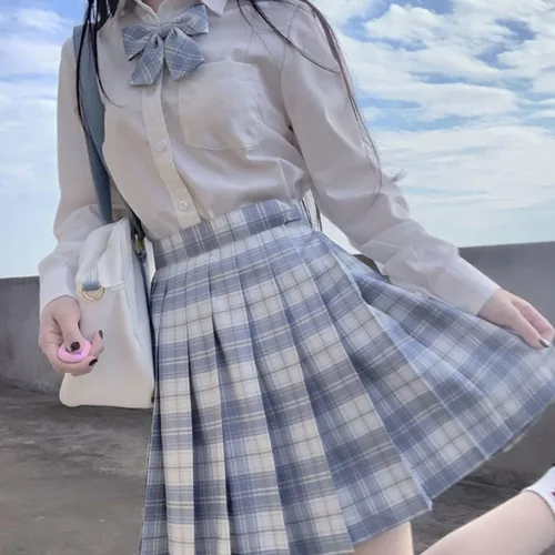 Vista 2 de Conjuntos de falda japonesa Kawaii para mujer de 2 piezas Azul