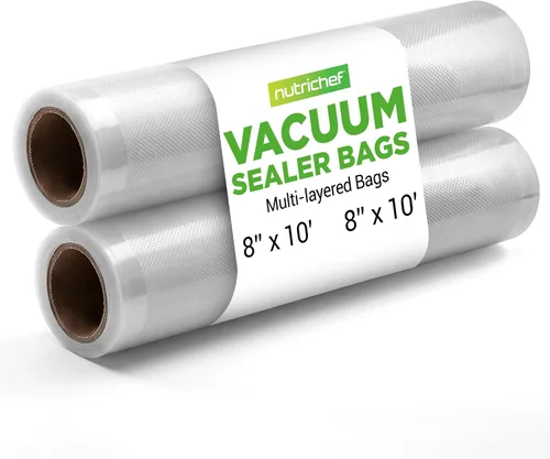 Vista 8 de NutriChef Bolsas selladoras al vacío de 11 x 50 rollos, paquete de 2 unidades para guardar alimentos, sellar una comida, NutriChef, Weston. Grado