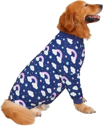 Vista 16 de HDE Pijama de una pieza para perro, ligero, para perros M-3XL, estrellas fantasmales, talla S