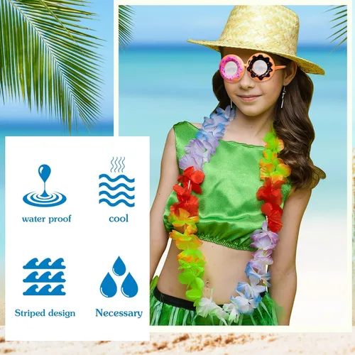 Vista 5 de Flutesan 3 pares de divertidos lentes hawaianos Luau, lentes de sol tropicales de playa, piña, arco iris, nube, dona, para niños, regalos de fiesta