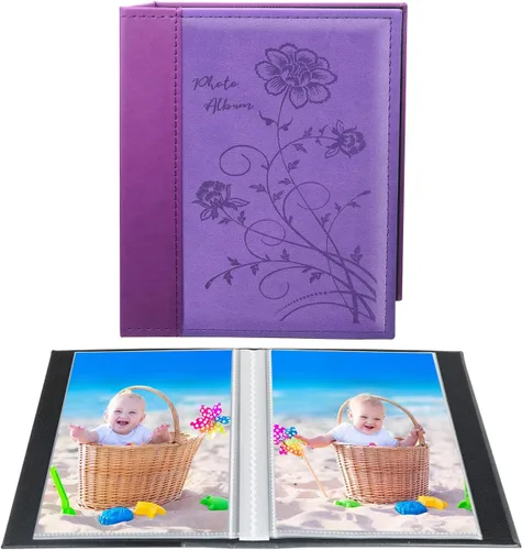 Vista 16 de Artmag Álbum de fotos de 5 x 7 pulgadas, con bolsillos transparentes para páginas transparentes, cubierta de piel, libro deslizante para álbum