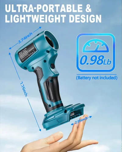 Vista 5 de Taingwei Soplador de polvo inalámbrico para batería Makita de 18 V, motor de alta velocidad, sin escobillas, 130,000 RPM, diseño ligero para hojas