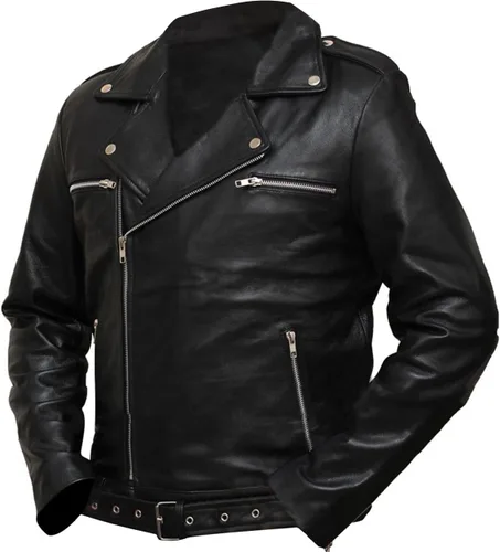 Vista 3 de Mens Motorcycle Leather Jacket Black - Real Lambskin Asymmetrical Rider Jacket for Bikers Genuine Leather