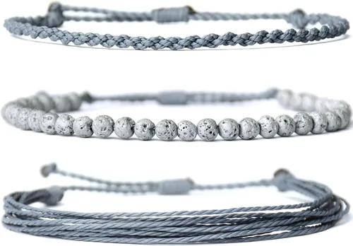 Vista 15 de Pulsera curativa hecha a mano con cuentas de piedra natural, regalo para hombres, pulsera de cuerda ajustable