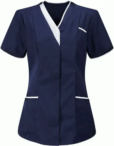 Vista 3 de Camiseta de manga corta para mujer, uniforme de limpieza para enfermera, camiseta de uniforme para enfermera Verde
