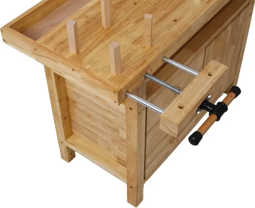 Vista 5 de Banco de trabajo de madera de 50 pulgadas – Banco de trabajo de madera duradero para garaje, taller y hogar