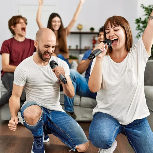 Vista 8 de TONOR Micrófonos Inalámbricos, Sistema de Micrófono UHF Dual para Karaoke, Microfonos Inalámbricos con Receptor Recargable, Micrófono Dinámico