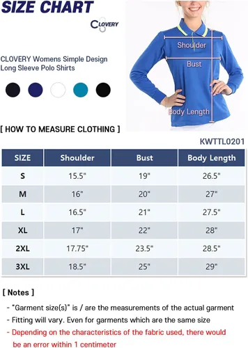 Vista 6 de CLOVERY Polo casual de manga larga con 2 botones para mujer