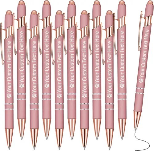 Vista 71 de STREADVE Bolígrafos personalizados personalizados con nombre grabado, logotipo, texto, bolígrafos de escritura suave, regalo personalizado para Negro