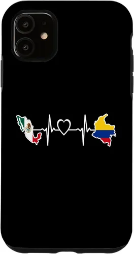 Vista 8 de iPhone 16 Bandera de Colombia Mexicana - Funda de latidos del corazón de Colombia Mexicana