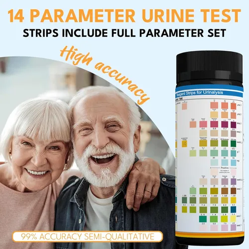 Vista 2 de 14 tiras de prueba URS para análisis de orina y detección de leucocitos y nitritos (UTI) - para uso de venta libre Leucocitos y nitritos