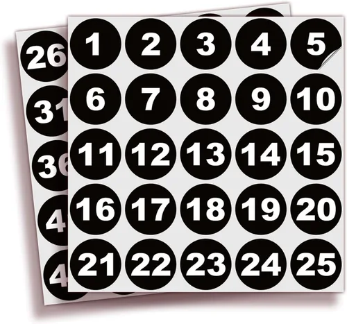 Vista 34 de iSYFIX Calcomanías negras de números consecutivos – 1 a 50, 1 pulgada, 1 juego – Vinilo autoadhesivo de alta calidad ideal para inventario