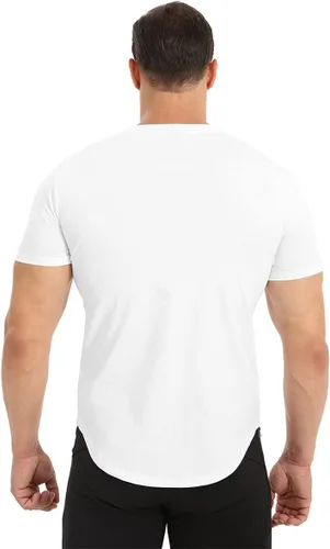 Vista 3 de BROKIG Camiseta de entrenamiento de gimnasio TDry Bold para hombre, ajuste casual, culturismo, camisas de manga corta para hombre