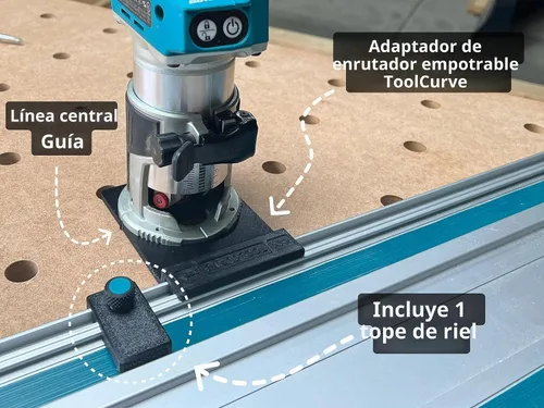 Vista 2 de Adaptador de riel de guía ToolCurve compatible con enrutador Makita - Fabricado en EE. UU