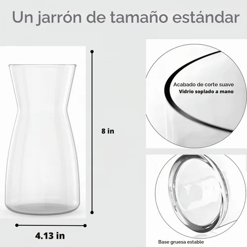 Vista 2 de Jarrón de alta calidad - Jarrón de flores transparente, jarrón de cristal para decoración rústica del hogar, jarrones decorativos para flores