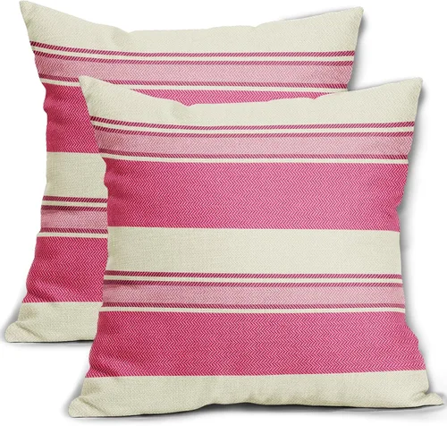 Vista 46 de Juego de 2 fundas de almohada a rayas negras y marrones de 16 x 16 pulgadas, diseño de rayas bohemias con estampado de rayas color crema, fundas