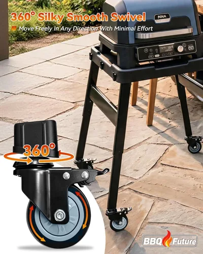 Vista 3 de 3" Locking Caster Wheels for Ninja XSKUNSTAND Outdoor Stand, 4 Pack Direct Replacement Wheel with Brake for Ninja Woodfire Grill Stand & Pizza