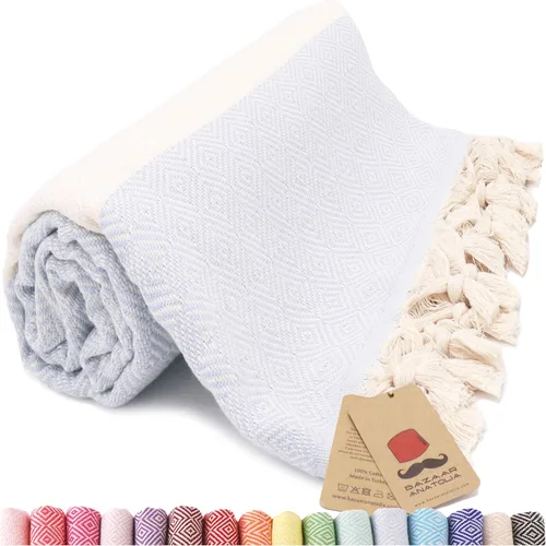 Vista 47 de Toalla de baño turca, 100% algodón, 71 x 39 pulgadas, beige arpa