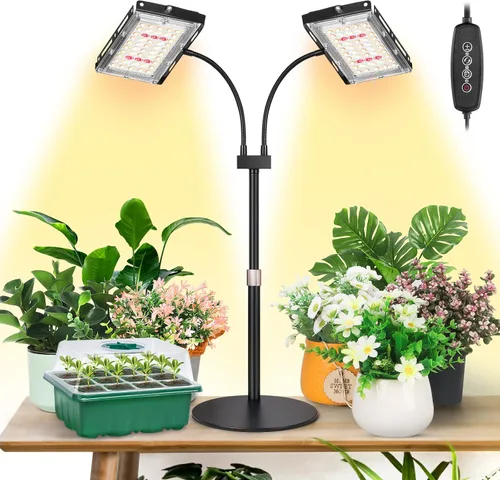 Vista 14 de LBW Luz de cultivo para plantas de interior, luz LED de escritorio de espectro completo, lámpara de cultivo pequeña con temporizador de 4 H/8H/12H