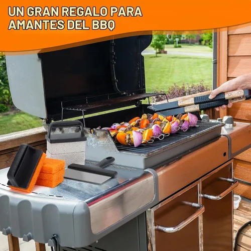 Vista 7 de Kit de limpieza de parrilla compatible con Blackstone - Kit de limpieza de parrilla con ladrillo de parrilla, raspador de plancha y cepillo