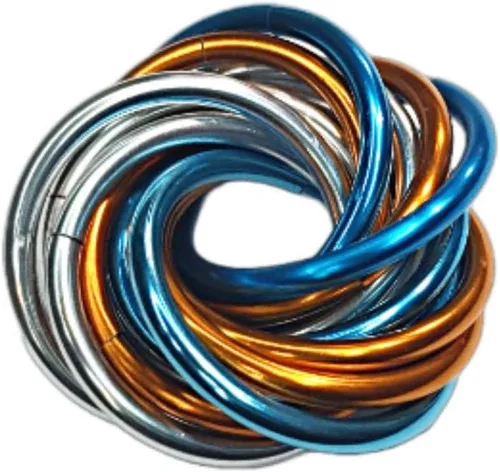 Vista 22 de Bola Fidget Möbii (MultiColor): Herramienta de juguete silenciosa para aliviar el estrés, ansiedad y estimular el ADHD para el hogar, viajes Cromo
