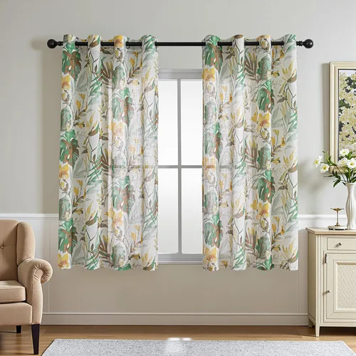 Vista 26 de Mysky Home - Cortinas florales de 90 pulgadas de largo, con filtro de luz, cortinas de dos hojas con pinzas y pliegues para sala de estar