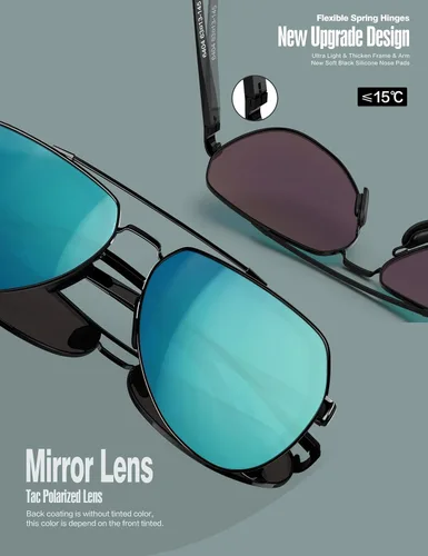 Vista 4 de LUENX Lentes de sol de aviador para hombres y mujeres, polarizados, marco de metal grande, protección UV 400