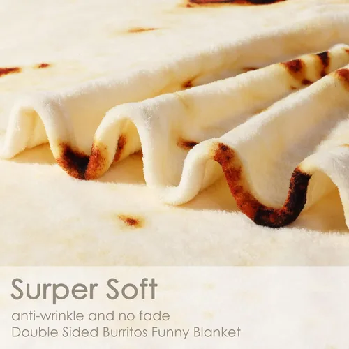 Vista 5 de Bnuitland Burritos - Manta de tortilla de 300 GSM, regalo divertido gigante de doble cara, realista, súper suave, manta de comida para niños