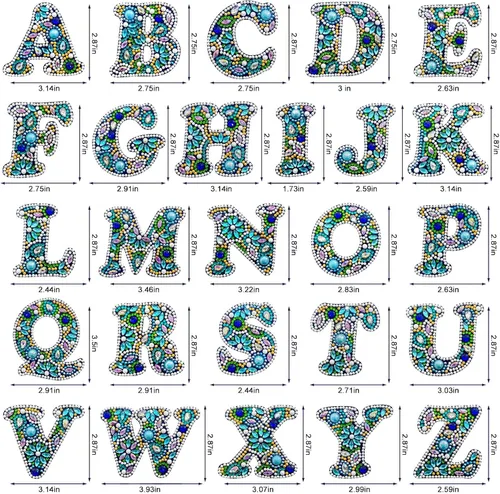 Vista 3 de YOYA Llavero de pintura de diamante de doble cara 5D, taladro completo A-Z, 26 letras de la A a la Z, kit de llaveros de arte de diamantes con gemas