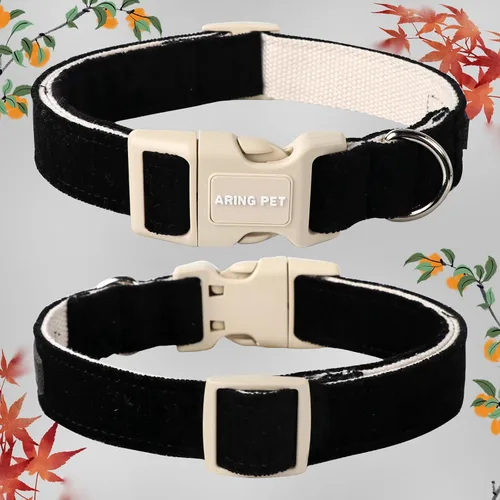 Vista 97 de Aring Pet Collar de algodón, ligero y ajustable, con hebilla de liberación rápida, para perros pequeños, medianos y grandes, para cachorros, S, Hoja