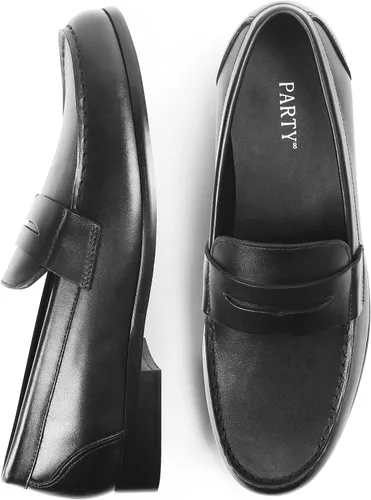 Vista 3 de PARTY Penny Mocasines para hombre con cuero auténtico, zapatos clásicos de cuero formal sin cordones para hombres, perfectos para negocios y uso